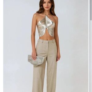 Statement halter neck top with draped design